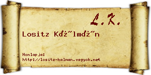 Lositz Kálmán névjegykártya